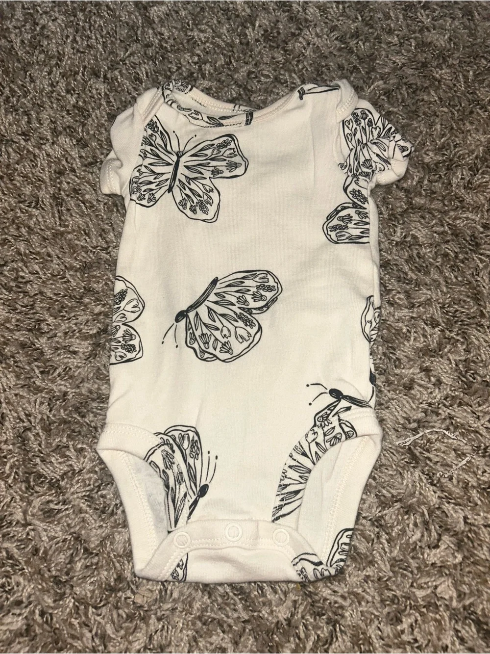 Carter's White Baby Bodysuit with Black Butterfly Print